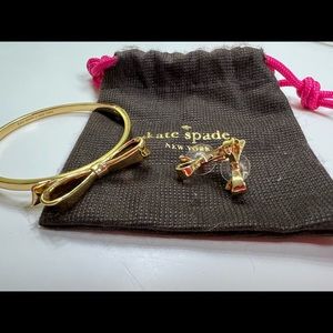 Kate Spade Gold Bracelet and Earrings Set With Bow